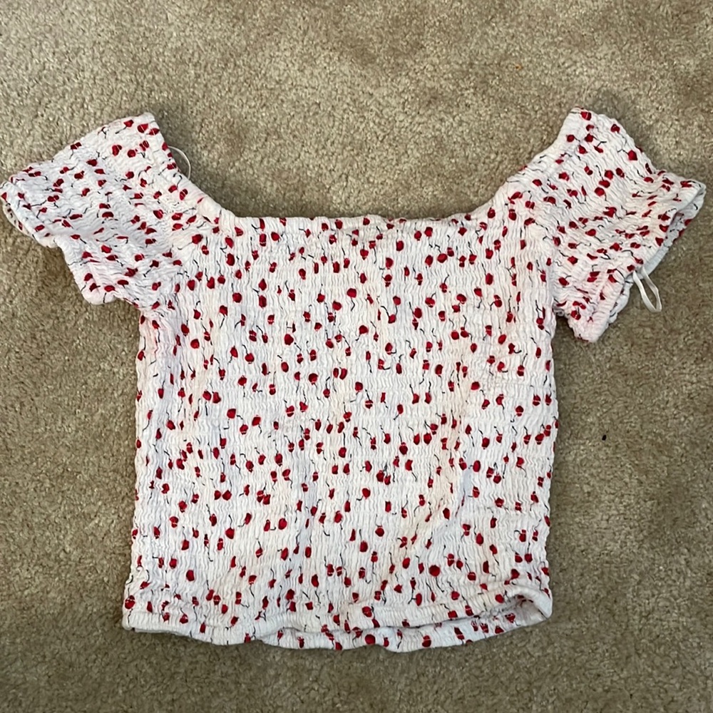 Cherry Smocked Crop top